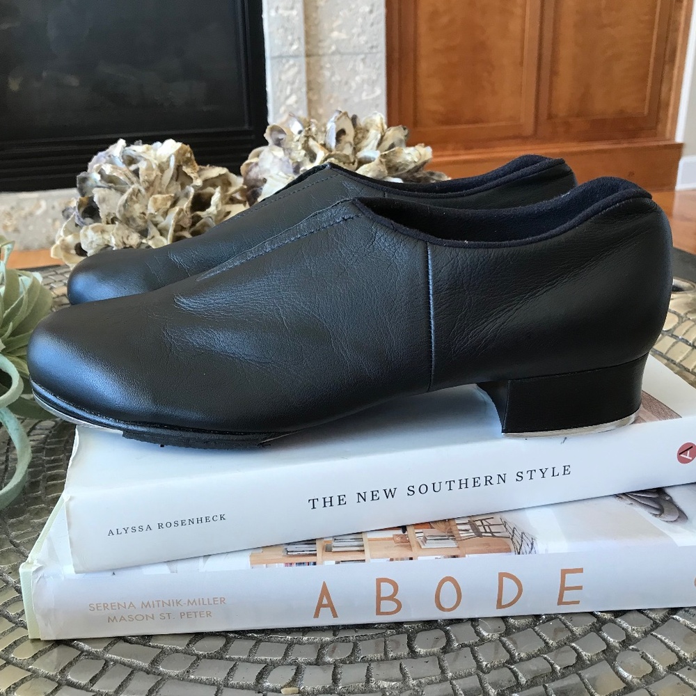 BLOCH BLACK SLIP ON LEATHER TAP SHOES - Picture 5 of 13